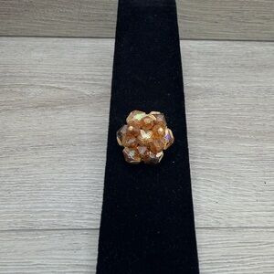 Elegant Gold Tone Cluster Ring Brooch